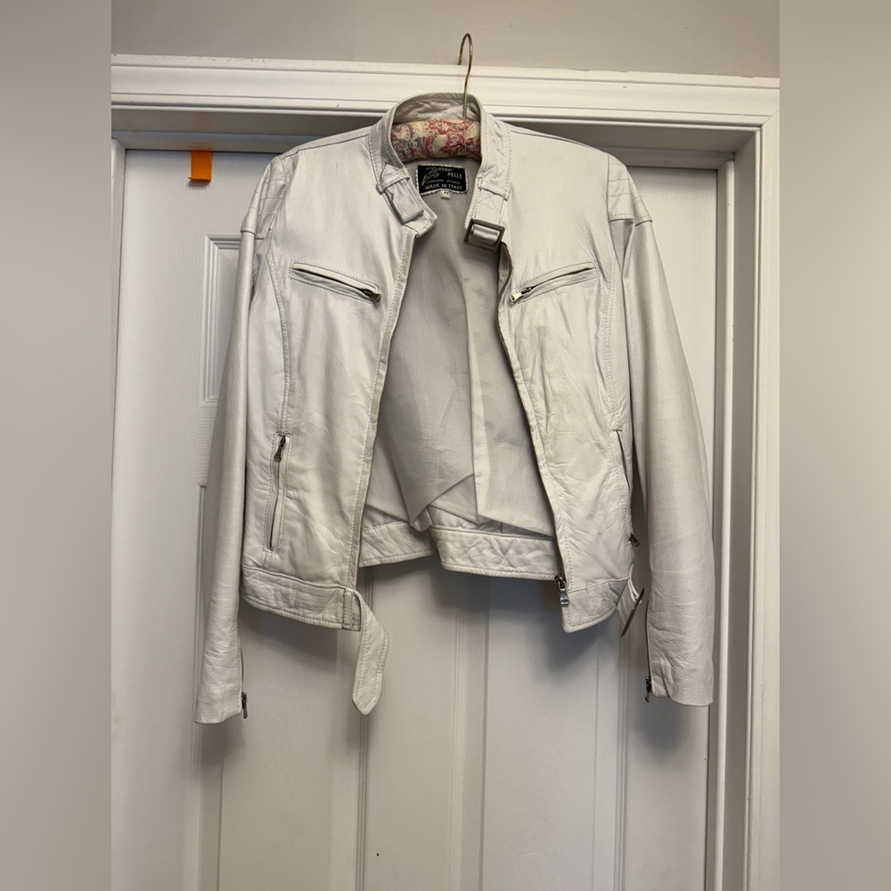 Vera Pelle White Leather Jacket